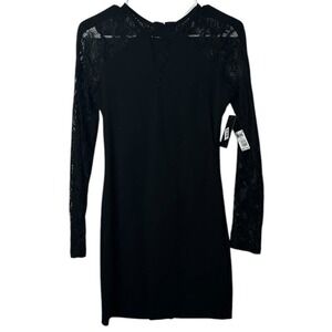 Guess Women’s Lace Sleeve Corset-Back Bodycon Mini‎ Dress Size Small Black